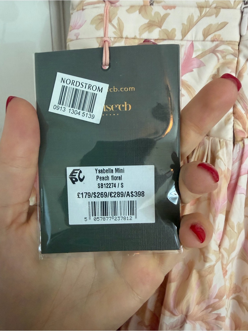 House of CB Ysabella Mini Dress Peach Floral Size S NWT - Picture 7 of 8